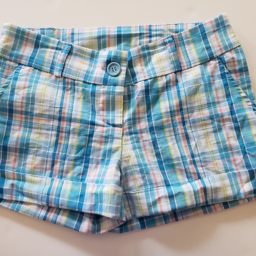 2 for $20 Plaid Patterned Blue Shorts - Size Small - Picture 2 of 6